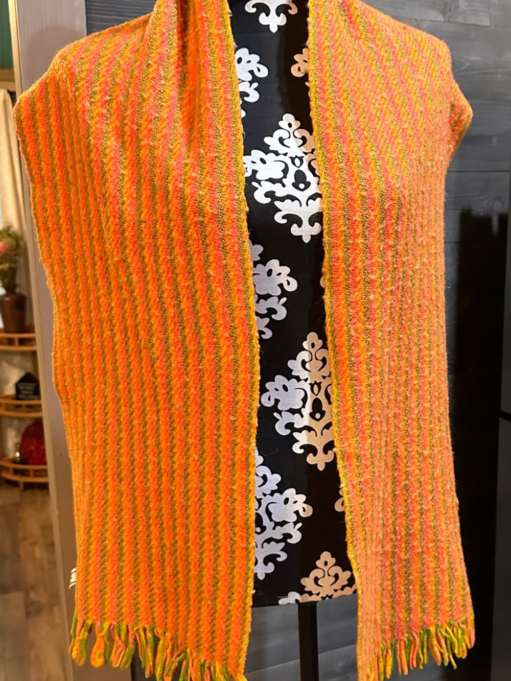 Vintage Chasqui Bolivia handwoven Orange & Yellow  Scarf